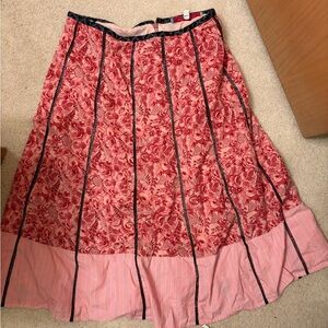 Beth Bowley Red Floral A-Line Skirt